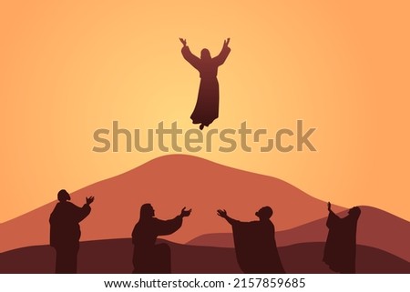 The ascension of Jesus Christ, Biblical vector illustration series