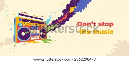 Abstract background music design with retro radio boom box vector illustration for banner, poster, template wallpaper
