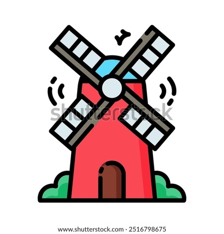 windmill fill color icon vector illustration