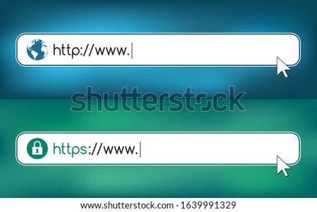 Address and navigation bar with http and https sign