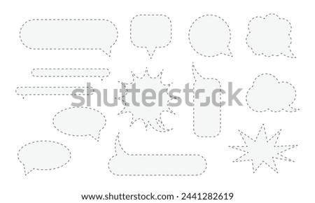 Shapes for dialogue with a cut line. Dialog template for cutting with scissors. Dotted line for cutting.Paper email templates. Vector illustration.