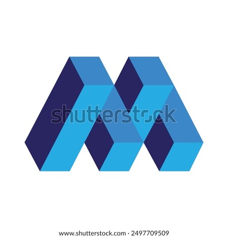 A blue and purple letter m and the letter m