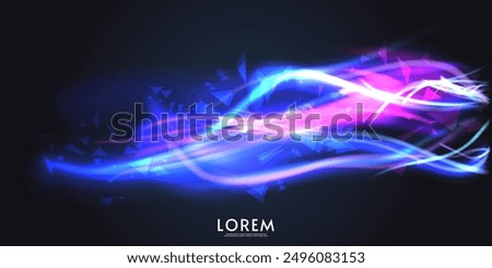 Aurora element design on dark background. Background aurora template. Bright light. Northern lights. Vector illustration. Design for background, wallpaper, postcard, web, banner, cover. 