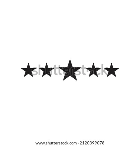 Five-star rating vector icon. Symbol of 5star where the middle star is big than other stars.