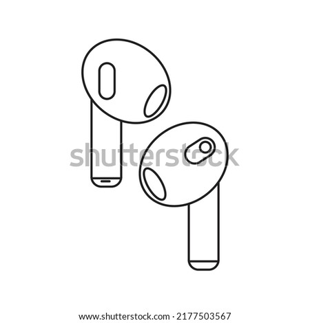 Airpod outline icon set, wireless earbud headphones pair vector symbol isolated white background
