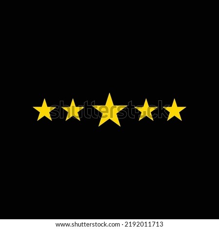 Golden five-star rating vector icon. Symbol of 5star where the middle star is big than other stars