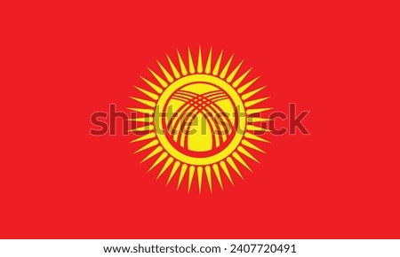 The national flag of Kyrgyzstan vector illustration with official color
