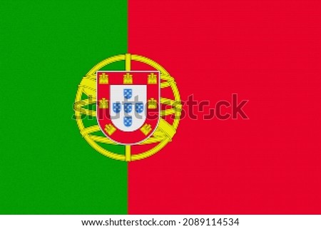 Portugal  flag. PT national goverment symbol. State banner of capital  Lisbon  city. Portugal  patriotism logo. Nation independence day PRT. Flag with colored tiles texture. 2D Image Stok fotoğraf © 