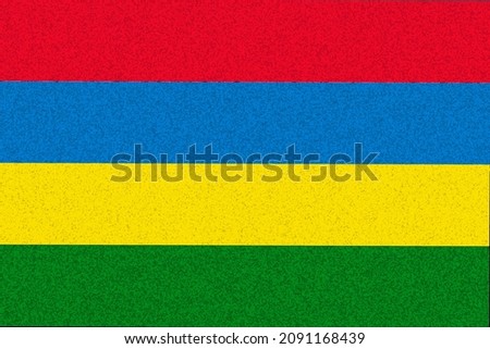 Mauritius  flag. MU government symbol. Gov nationt banner of capital  Port Louis  city. Mauritius  patriotism banner. Independence MUS logo. Flag with art sponge effect. 2D Image Zdjęcia stock © 