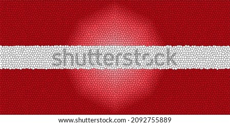 Latvia  flag. LV national banner. Latvia  patriotism symbol. State banner of capital of  Riga . Nation independence logo LVA. Flag with stained glass texture effect. 2D Image Stok fotoğraf © 