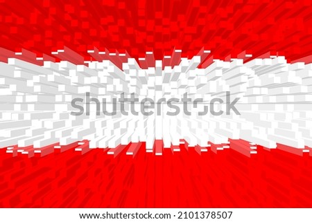Flag of Austria . AT patriotism banner. Austria  national symbol. State banner of capital  Vienna . Nation independence day AUT. Flag with effect of extrusion, growing blocks. 3D Image Stock fotó © 