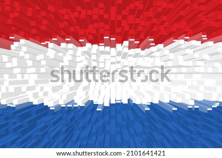 Flag of Netherlands . NL patriotism banner. Netherlands  national symbol. State banner of capital  Amsterdam . Nation independence day NLD. Flag with effect of extrusion, growing blocks. 3D Image Stok fotoğraf © 
