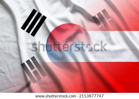 South Korea and Austria political flag international negotiation AUT KOR banner country Austria South Korea patriotism. 2d image Stock fotó © 