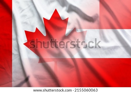 Canada and Austria political flag transborder contract AUT CMR banner country Austria Canada patriotism. 2d image Stock fotó © 