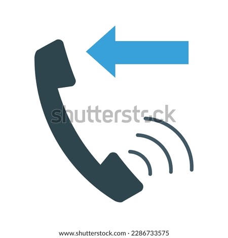 Incoming Call Icon, telephone vector icon. symbol of phone call icon, Communication concept. Vector flat outline icon illustration. isolated on white background. Phone incoming call sign.