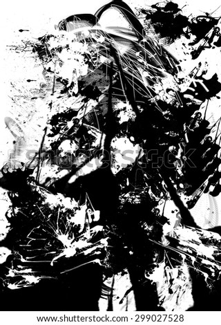 Monochrome background image. Modern Abstract Black and white art print.  Black and white paint splatter, graphic design.