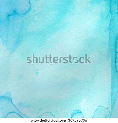 Blue turquoise watercolor background texture. Abstract modern art.
