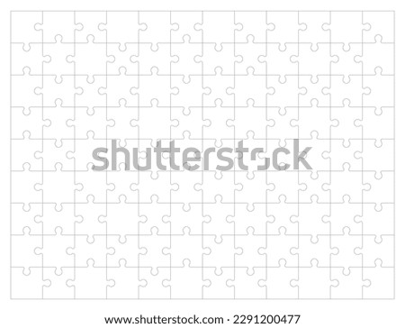 Puzzle grid blank template. Jigsaw puzzle with 108 pieces