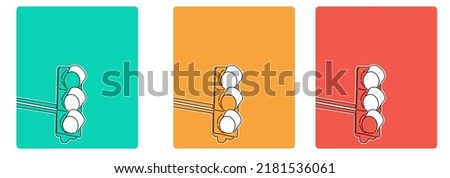 Traffic light illustration design with 3 colors with japanese text