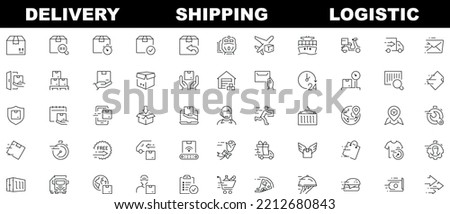 Delivery line icons set. Shipping, Logistic icons collection. Vector