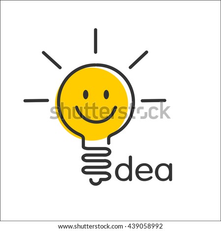 Idea icon. Light bulb smiley vector icon.