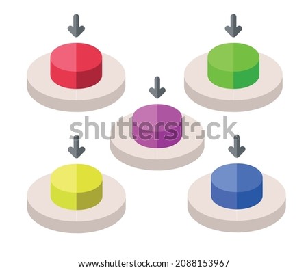 3d buttons icon vector illustrator push buttons with many colors in 3d style button set