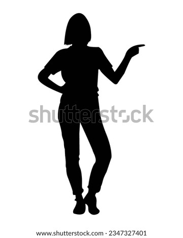 Woman lectures and showing something at presentation. business woman pointing at something left or right