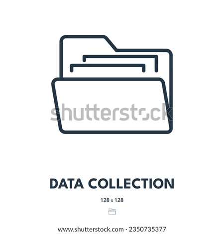 Data Collection Icon. Folder, Document, Database. Editable Stroke. Simple Vector Icon