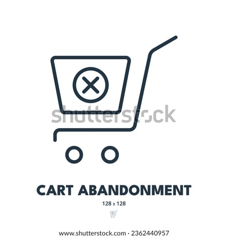 Cart Abandonment Icon. Shopping Cart, Retention, Recovery. Editable Stroke. Simple Vector Icon