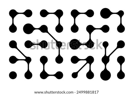 Geometric pattern of interconnected blobs and dots, resembling metaballs. The fluid shapes morph seamlessly, evoking neuron networks and a Y2K aesthetic, medical and scientific theme.