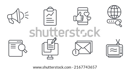 Digital marketing icons set . Digital marketing pack symbol vector elements for infographic web