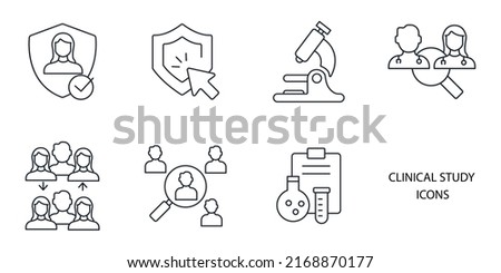 clinical study and clinical trial icons set . clinical study and clinical trial pack symbol vector elements for infographic web ストックフォト © 