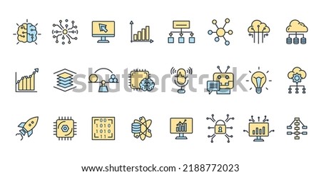 machine learning icons set . machine learning pack symbol vector elements for infographic web