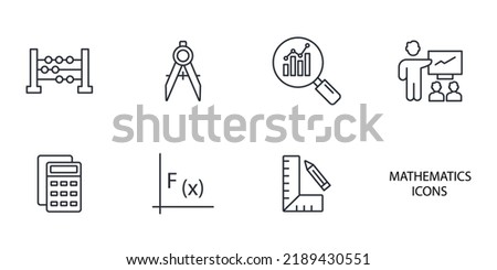 mathematics  icons set . mathematics  pack symbol vector elements for infographic web