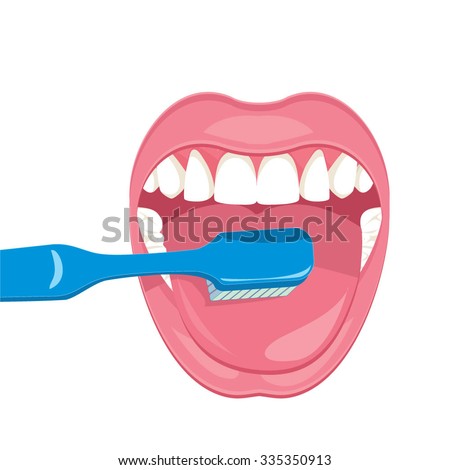 Vector image on a white background. how to brush your teeth rightly with a toothbrush. vector image on a white background. Healthy, white teeth. 