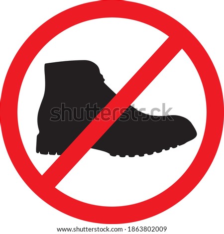 Please take off your outdoor shoes or do not enter with boots vector sign. Simple illustration for door entrance.