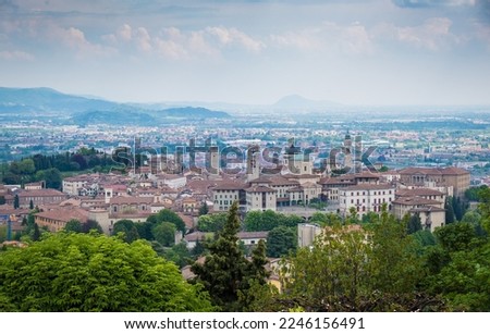 Similar – Image, Stock Photo Panorama over Bergamo, Italy