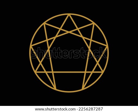 Enneagram symbol is a circle with nine points consists of a triangle and a hexagon enclosed within the circle. Used in The Fourth Way esoteric system by George Gurdjieff and Pyotr Ouspenski.