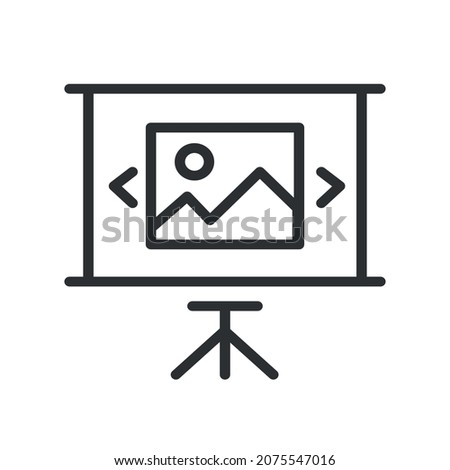 Slideshow, projector, presentation line vector icon for web site and mobile app