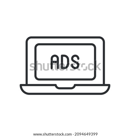 Advertising, advertisement, ad, ads icon vector. computer, laptop Vector illustration style is flat iconic symbol. Designed for web and app design interfaces.