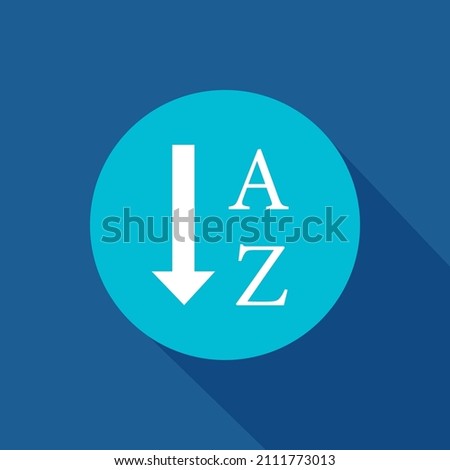 sort by alphabet vector icon on blue background