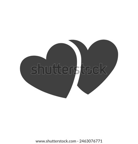 two connected heart, two lovers icon. Romantic, Favorite vector icon. Heart symbol for love. Valentine's day icon for couple, relationship, wedding and love.