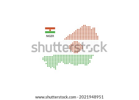 Niger map design by color of Niger flag in circle shape, White background with Niger flag.