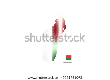 Madagascar map design by color of Madagascar flag in circle shape, White background with Madagascar flag.