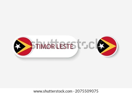 Timor-Leste botton flag in illustration of oval shaped with word of Timor-Leste. And botton flag Timor-Leste.  Foto stock © 