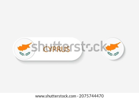 Cyprus button flag in illustration of oval shaped with word of Cyprus. And button flag Cyprus. 