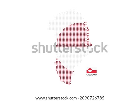 Greenland map design by color of Greenland flag in circle shape, White background with Greenland flag.