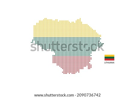 Lithuania map design by color of Lithuania flag in circle shape, White background with Lithuania flag.