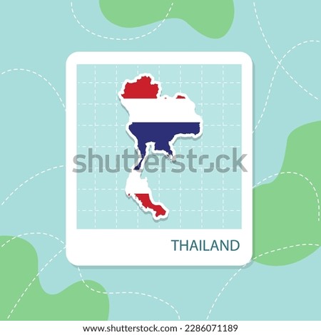 Stickers of Thailand map with flag pattern in frame.