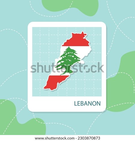 Stickers of Lebanon map with flag pattern in frame.